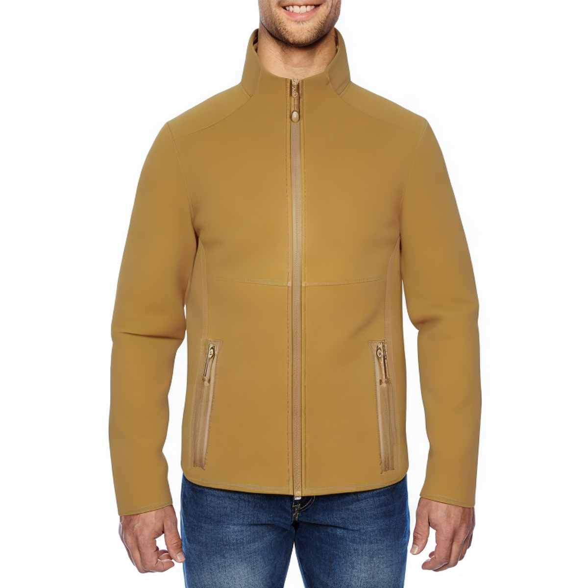 Yellow stand collar waterproof men's track jacket