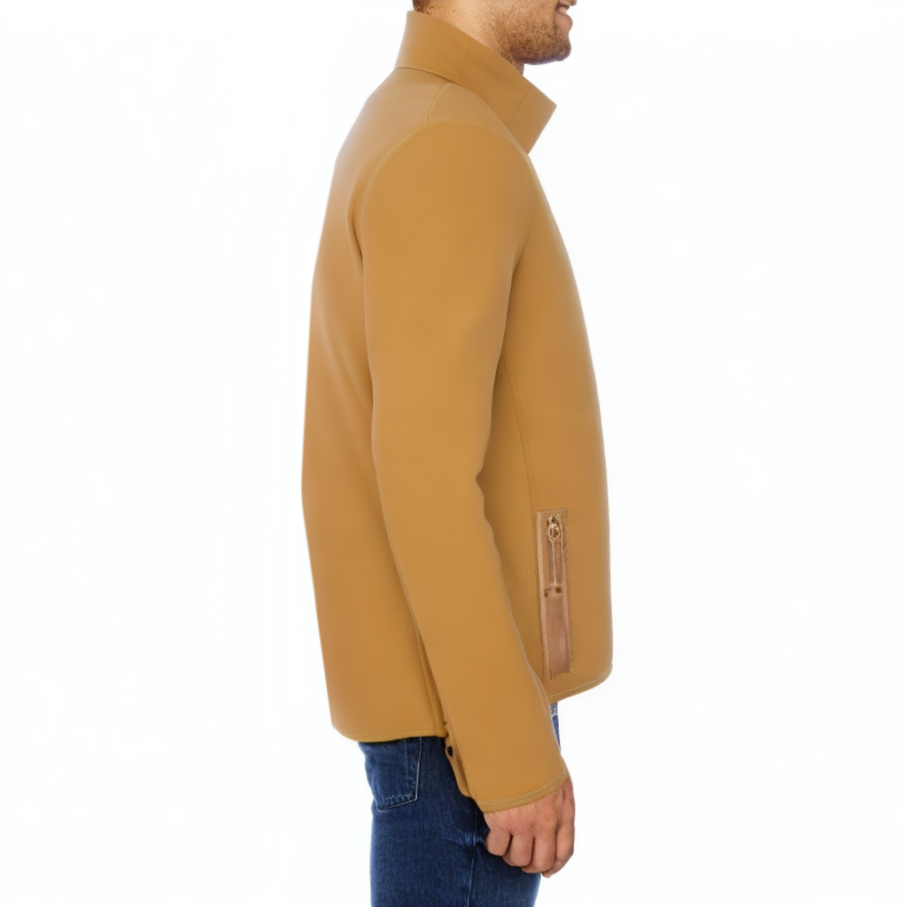 Yellow stand collar waterproof men's track jacket