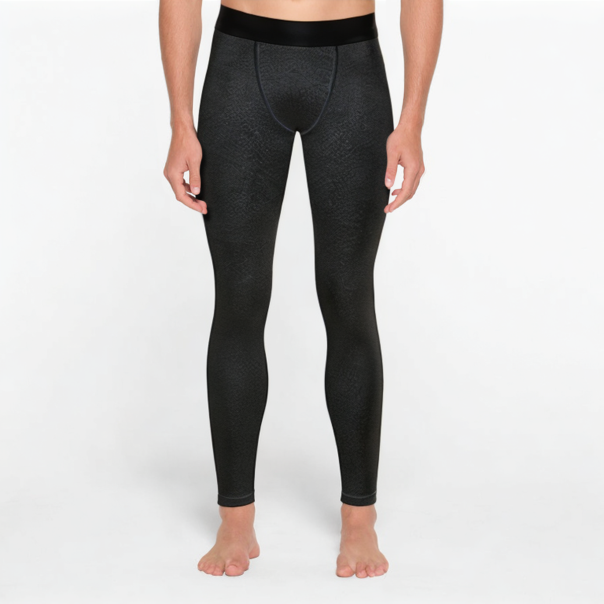 Black anti-wrinkle breathable men's sports leggings
