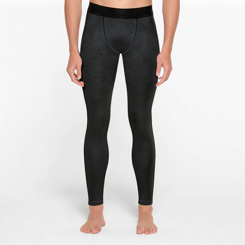Black anti-wrinkle breathable men's sports leggings