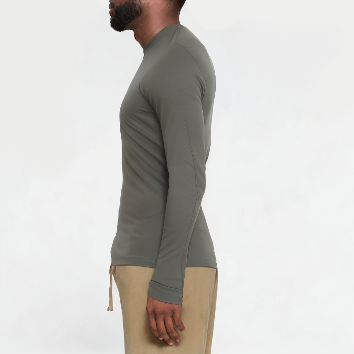 High elastic round neck men's sports long sleeve