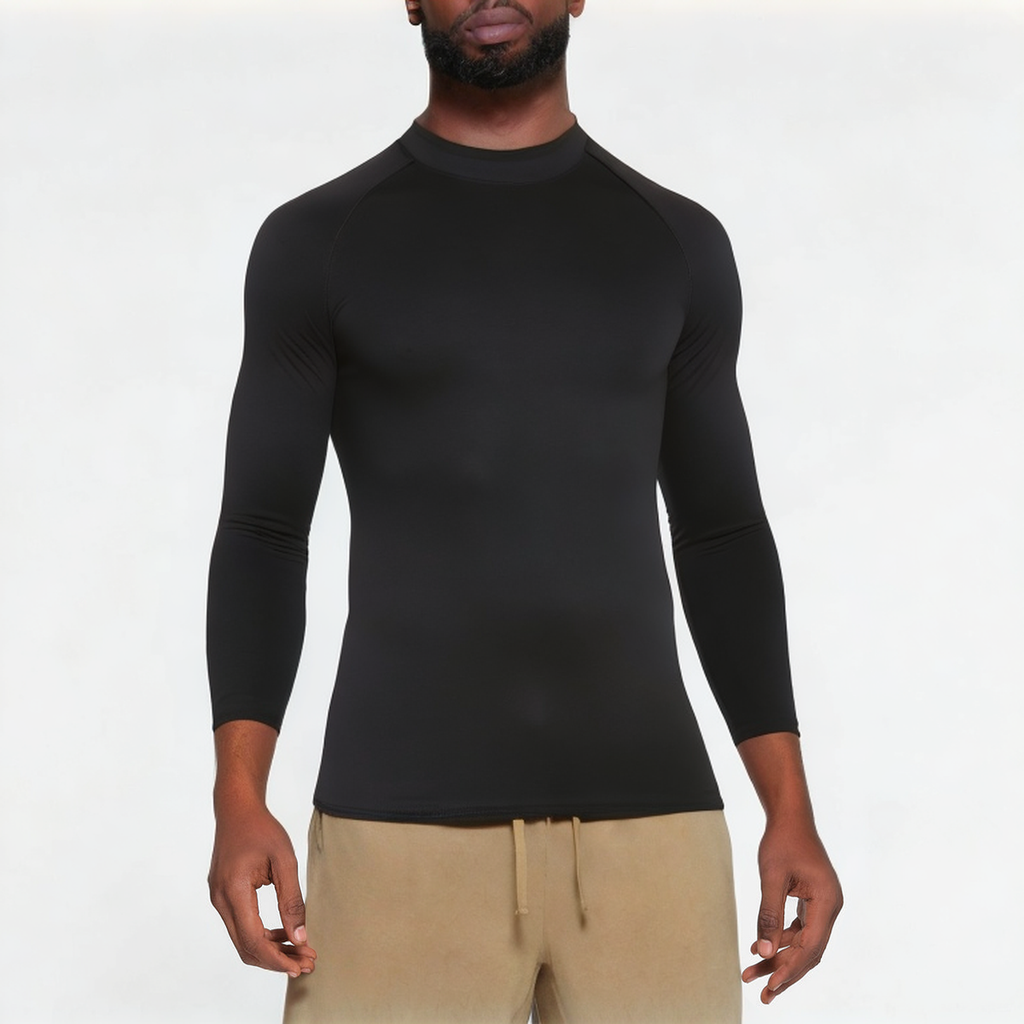 High collar seamless men's sports long sleeve
