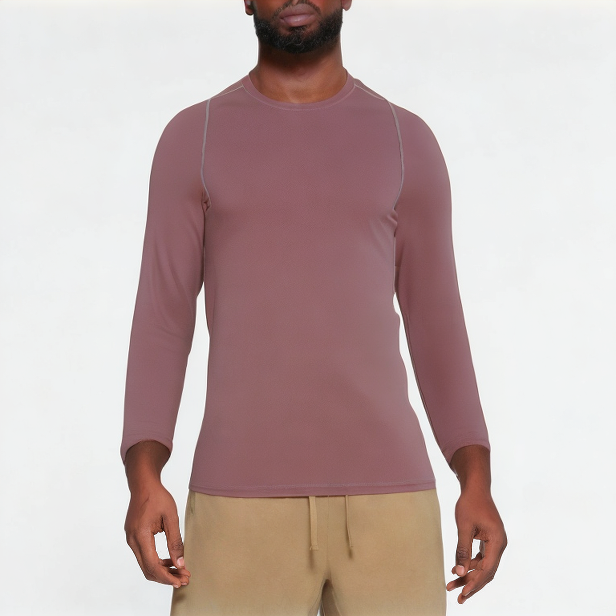 Round neck quick drying men's sports long sleeves