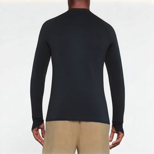 Black round neck men's sports long sleeve