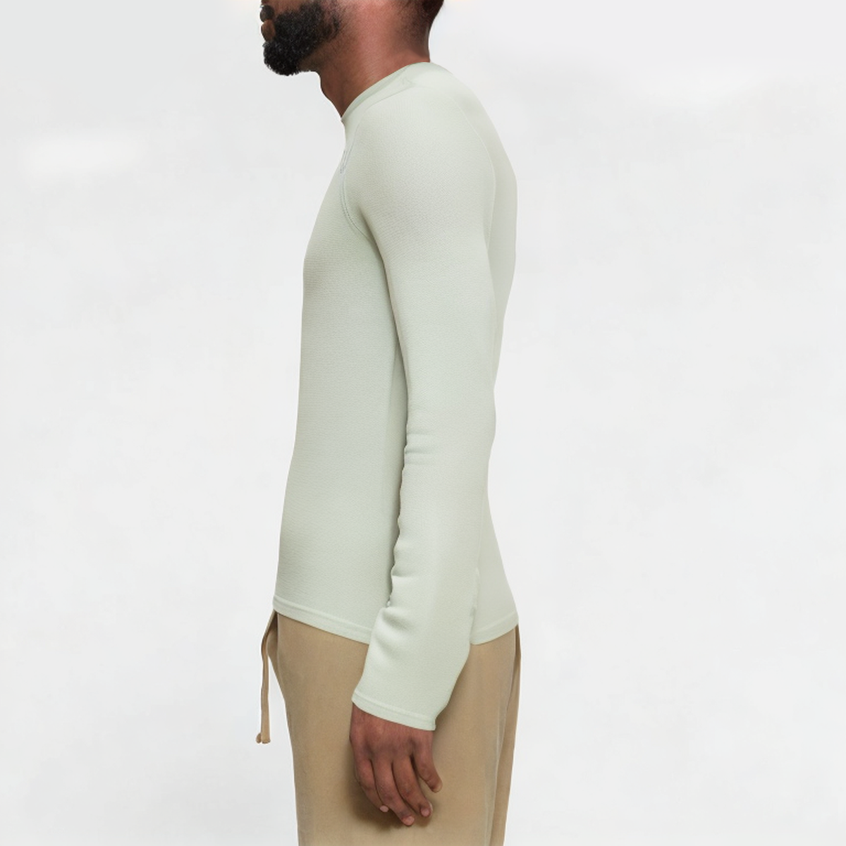 Green elastic men's sports long sleeve