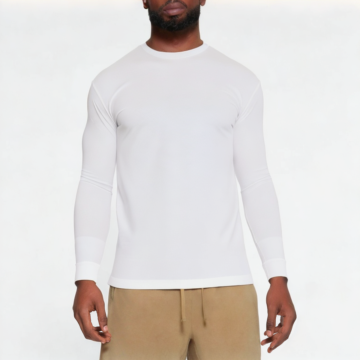 White comfortable men's sports long sleeve