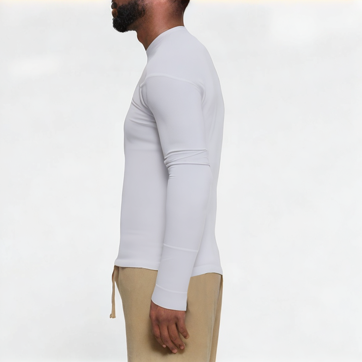 White comfortable men's sports long sleeve