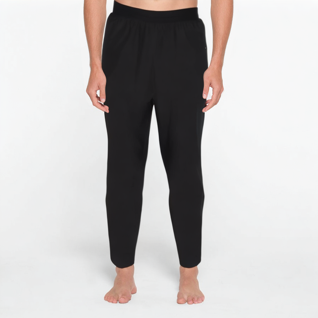 Black elastic breathable men's sports leggings
