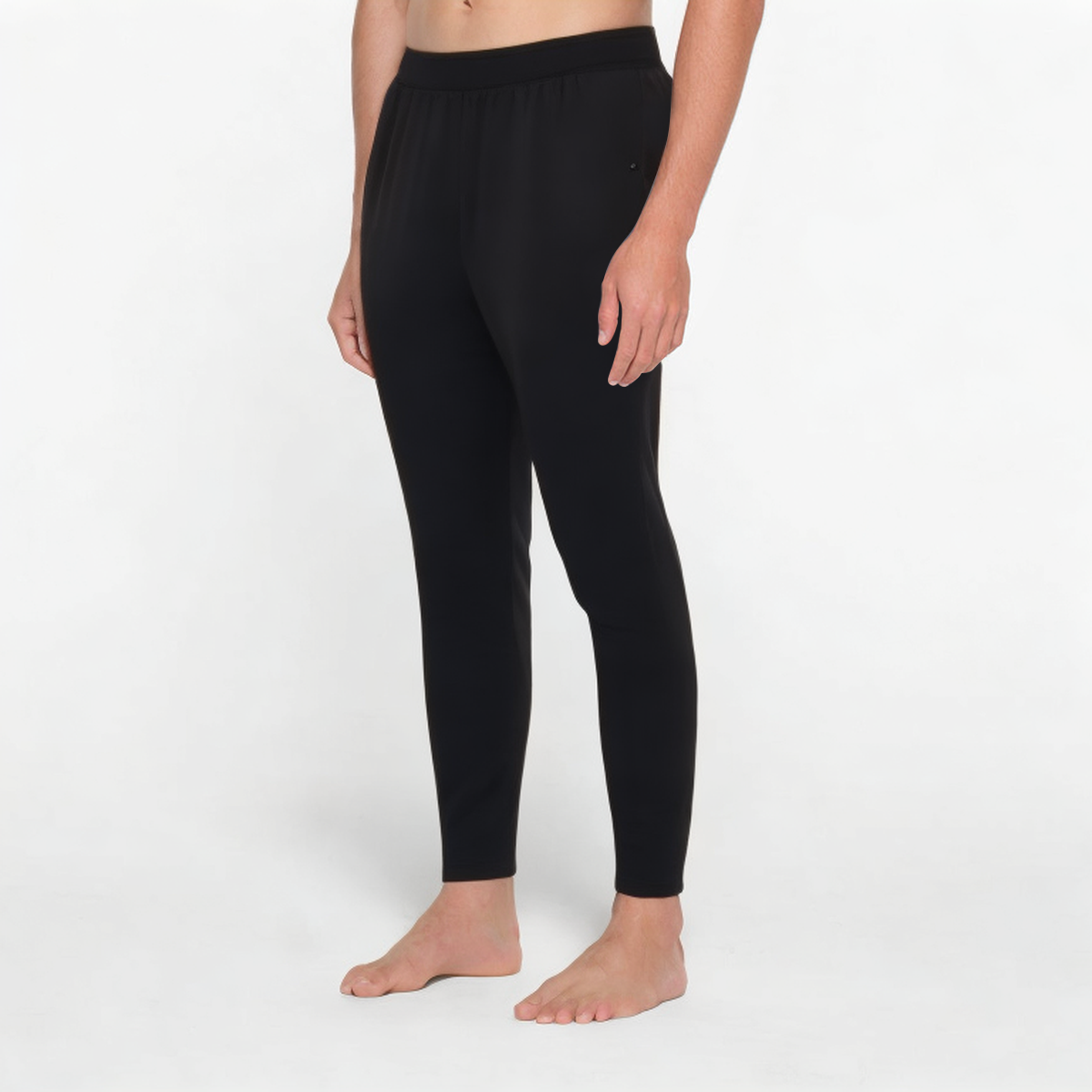 Black elastic breathable men's sports leggings