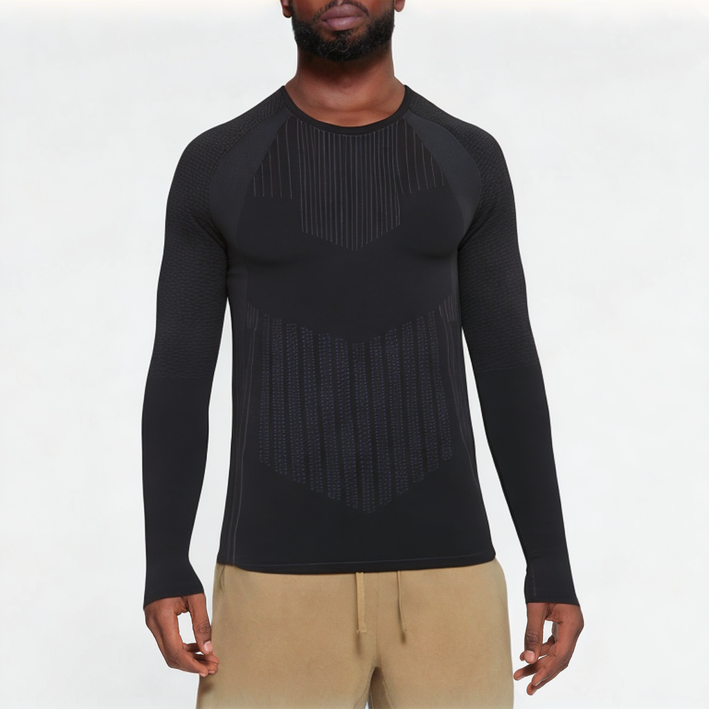 Black soft elastic men's sports long sleeve