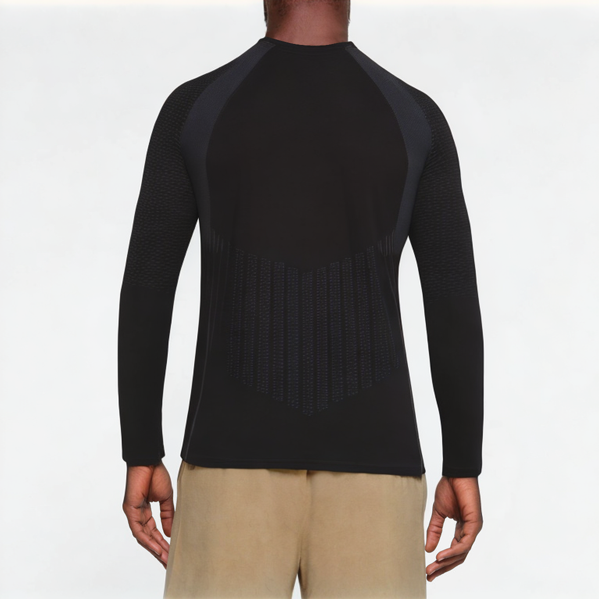 Black soft elastic men's sports long sleeve