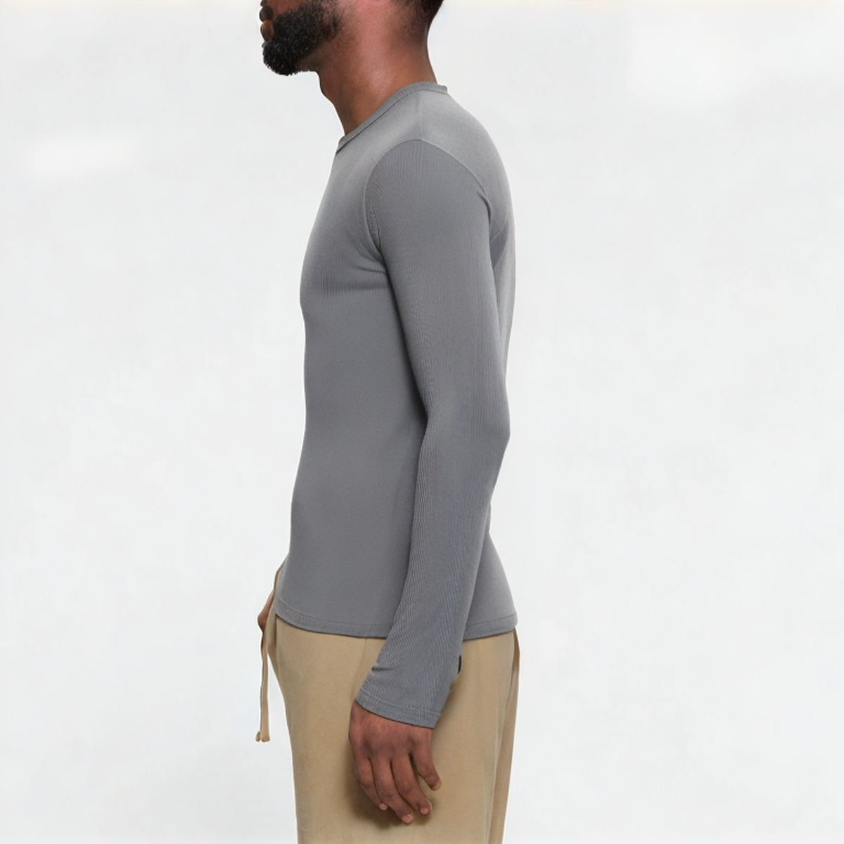 Grey striped men's sports long sleeves