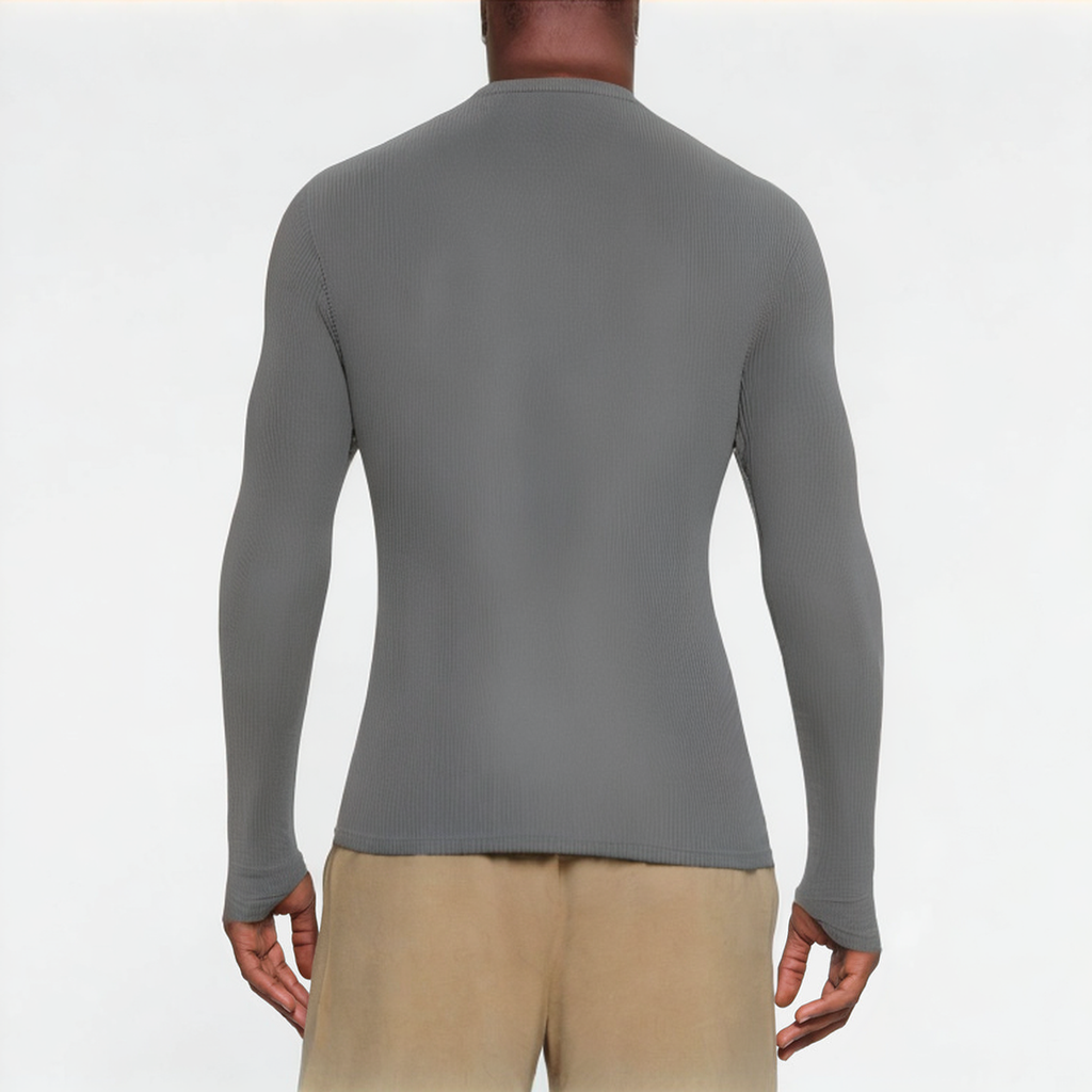 Grey striped men's sports long sleeves