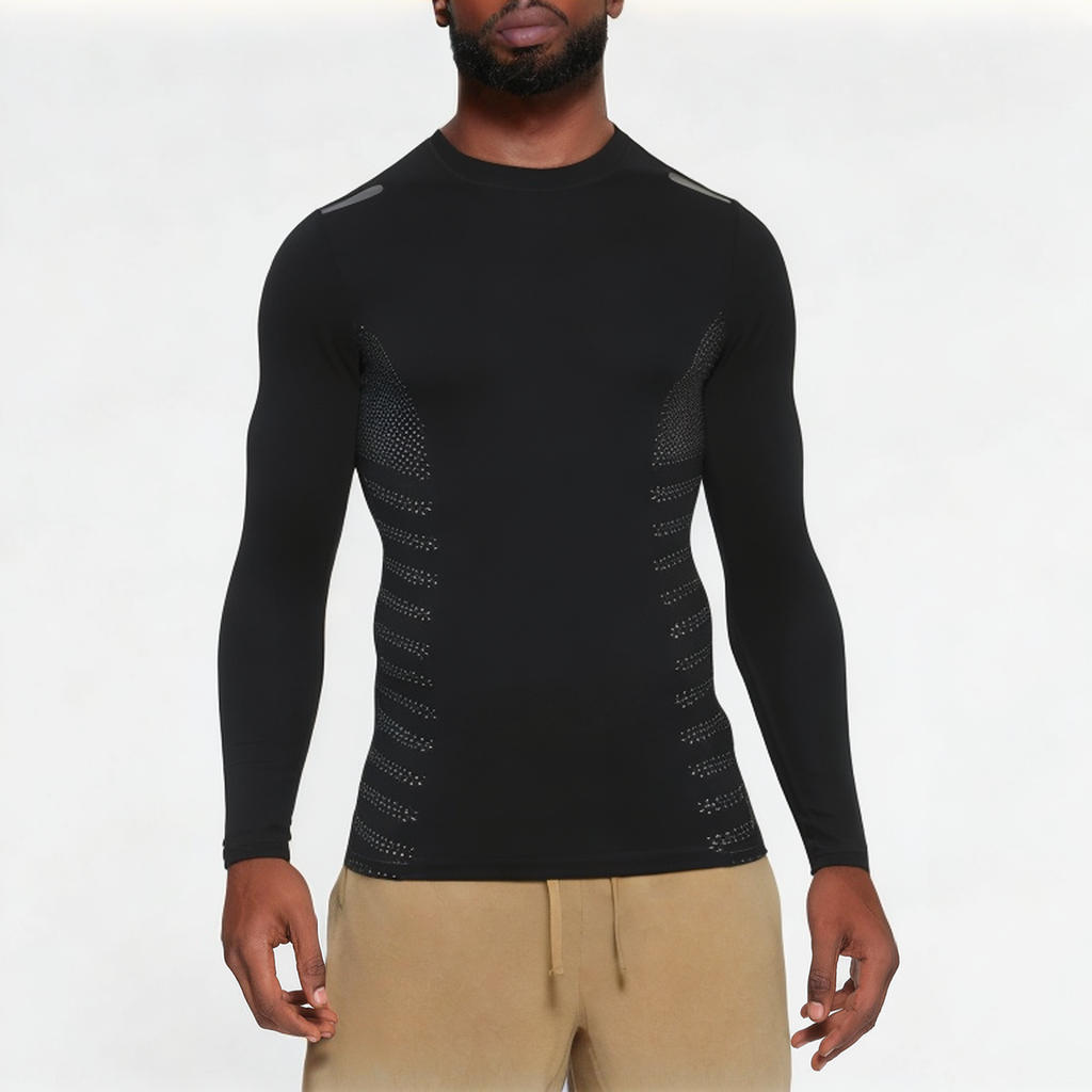 Black quick-drying men's sports long sleeve