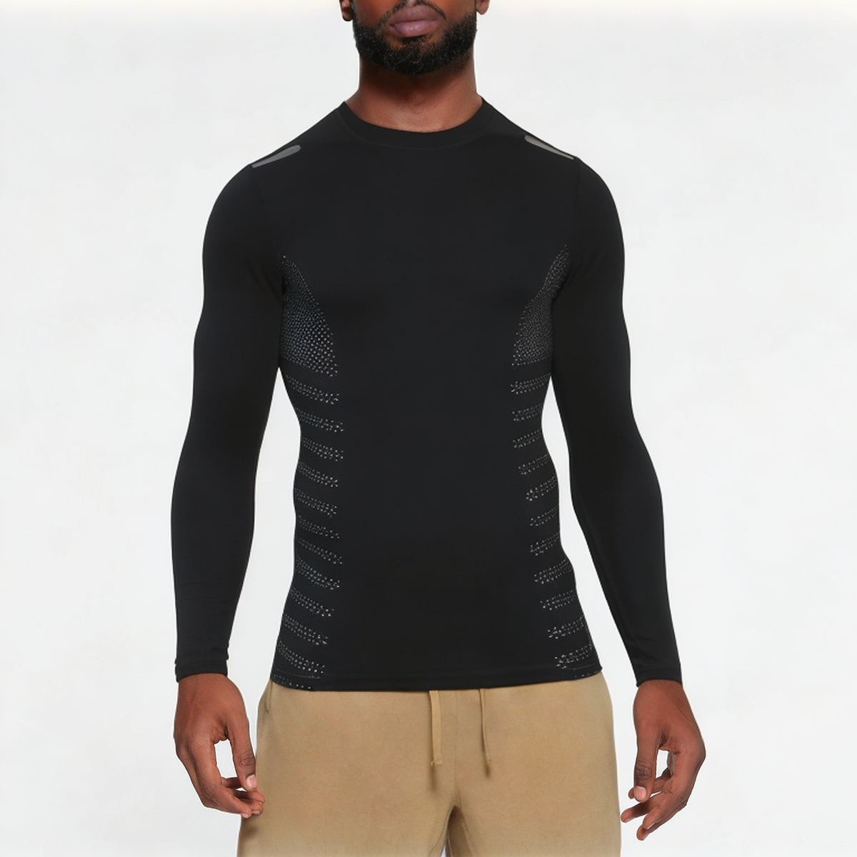Black quick-drying men's sports long sleeve