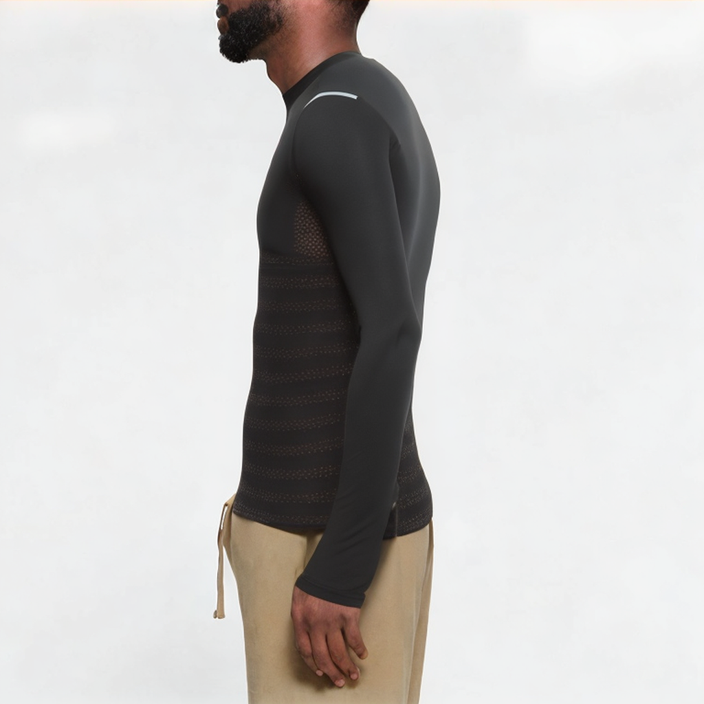Black quick-drying men's sports long sleeve