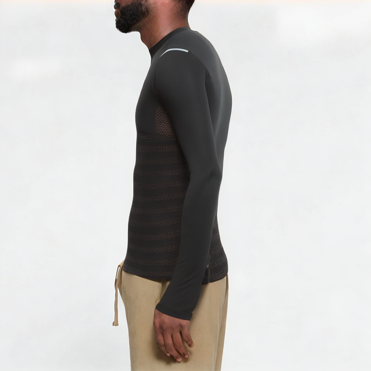 Black quick-drying men's sports long sleeve