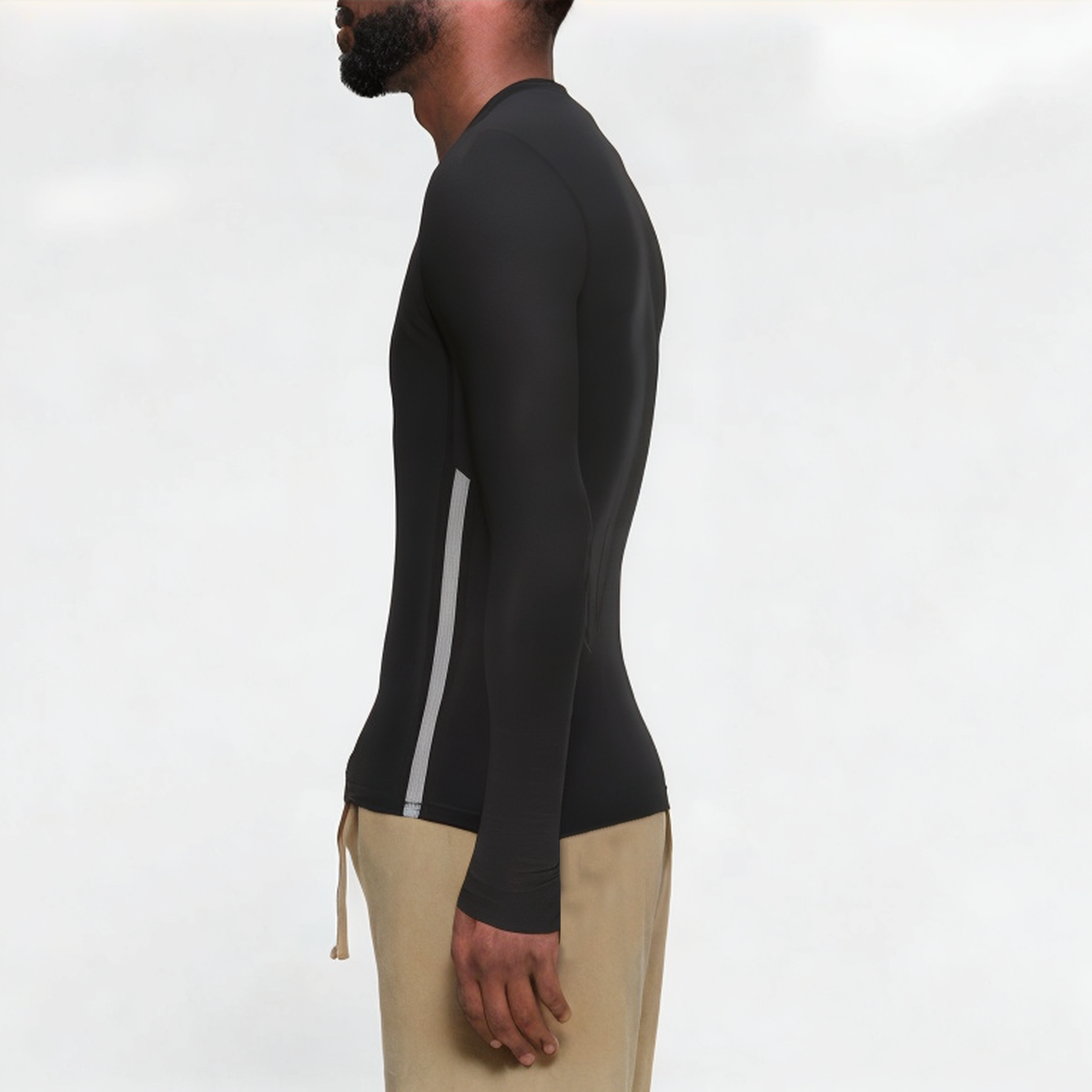 Black elastic men's sports long sleeve