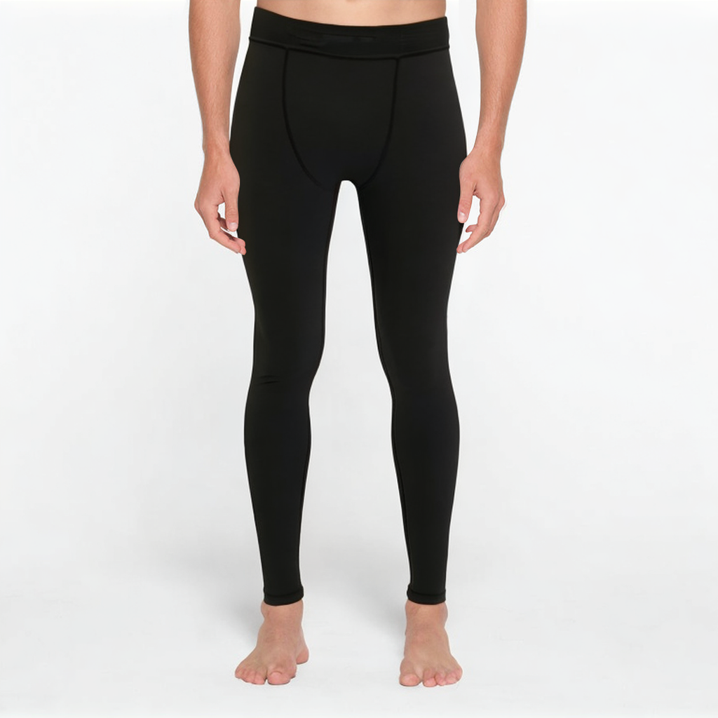 Black stretch quick-drying men's sports leggings
