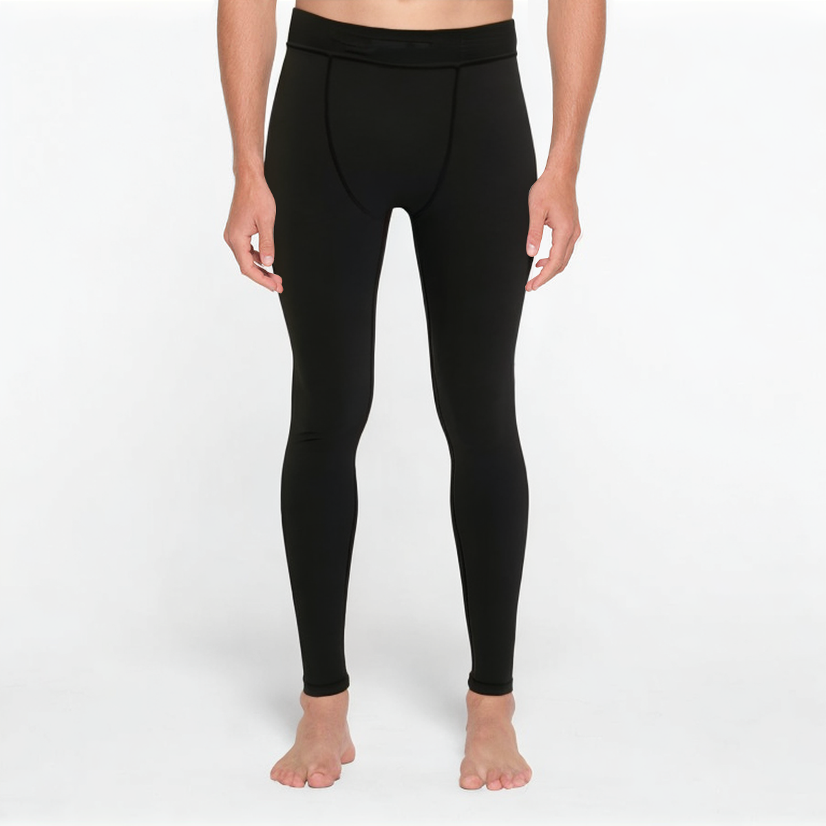 Black stretch quick-drying men's sports leggings