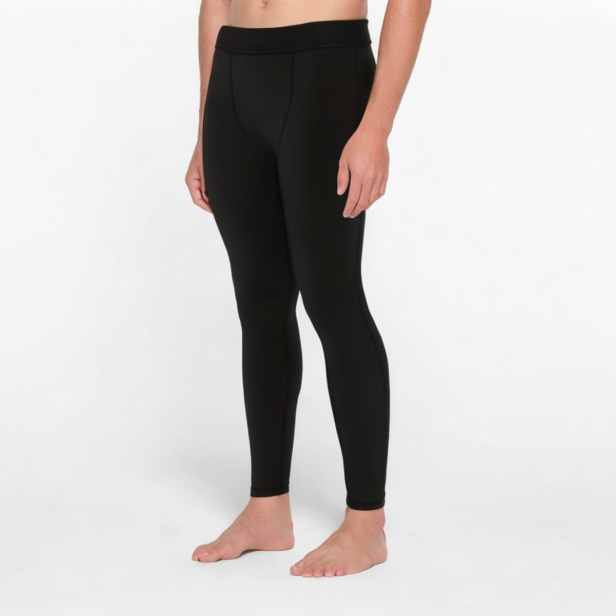 Black stretch quick-drying men's sports leggings