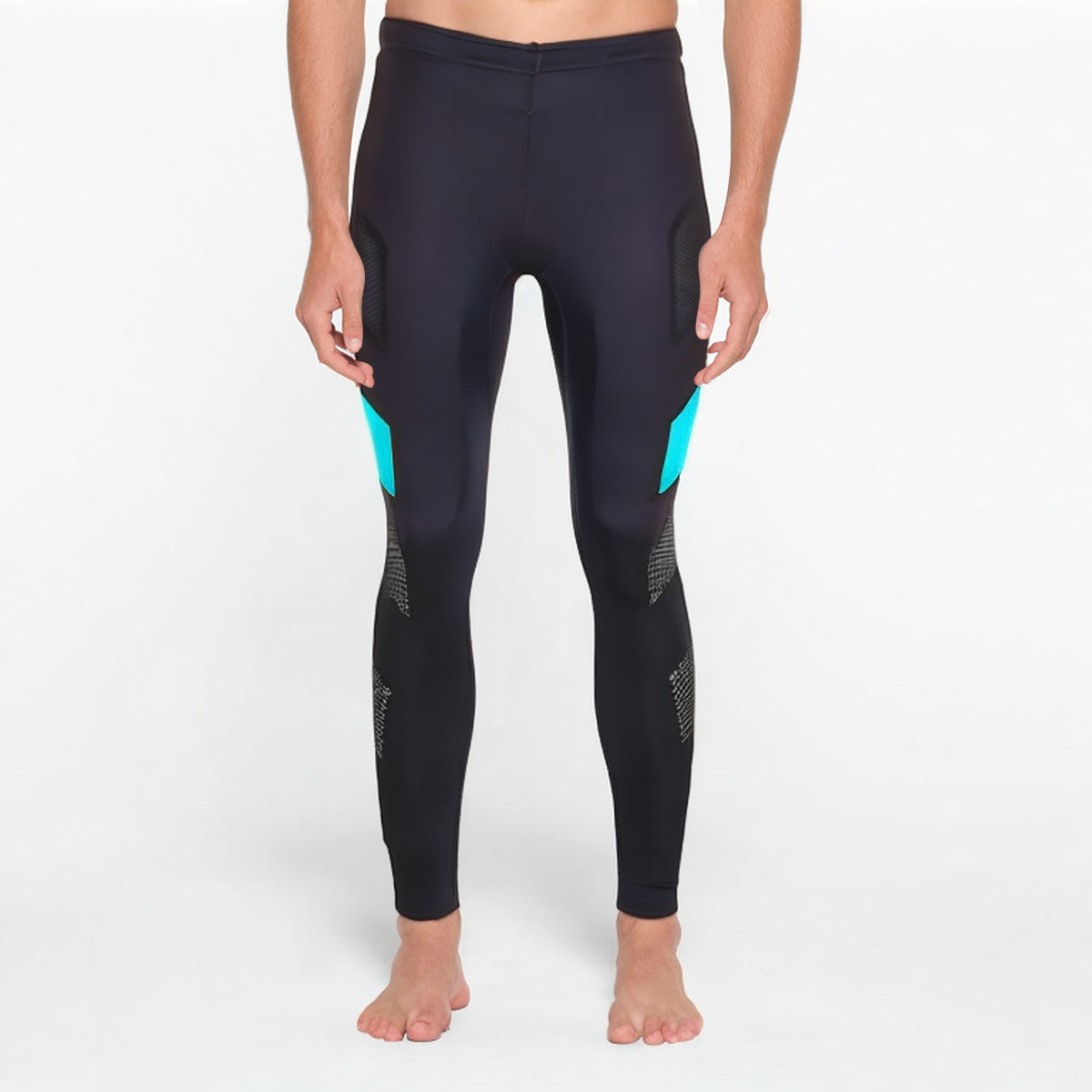 Color block quick drying men's sports tights