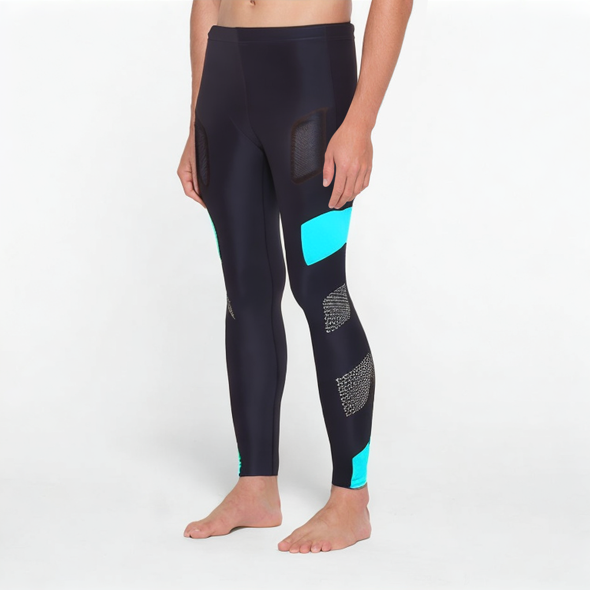 Color block quick drying men's sports tights