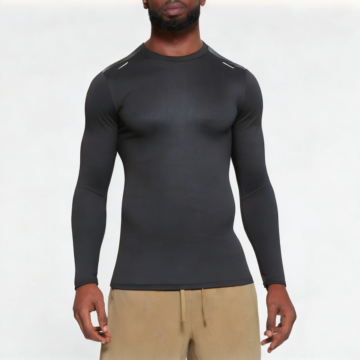 Gradient color high elastic men's sports long sleeve