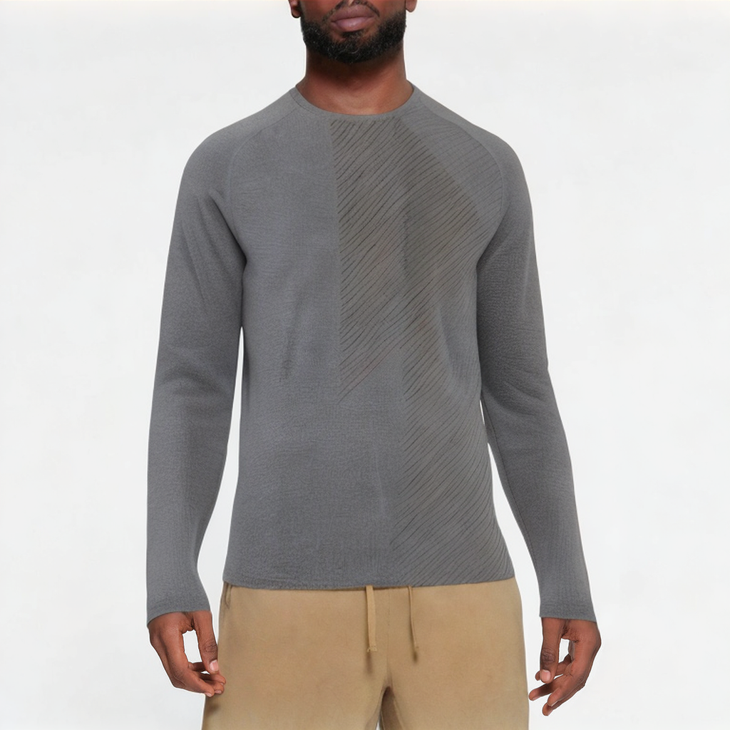 Grey high elastic men's sports long sleeves