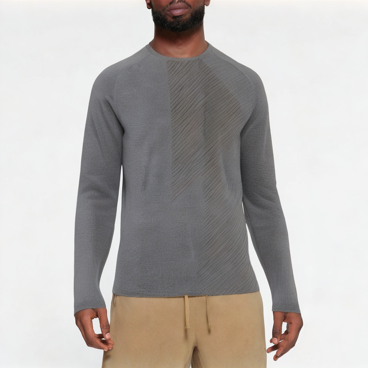 Grey high elastic men's sports long sleeves