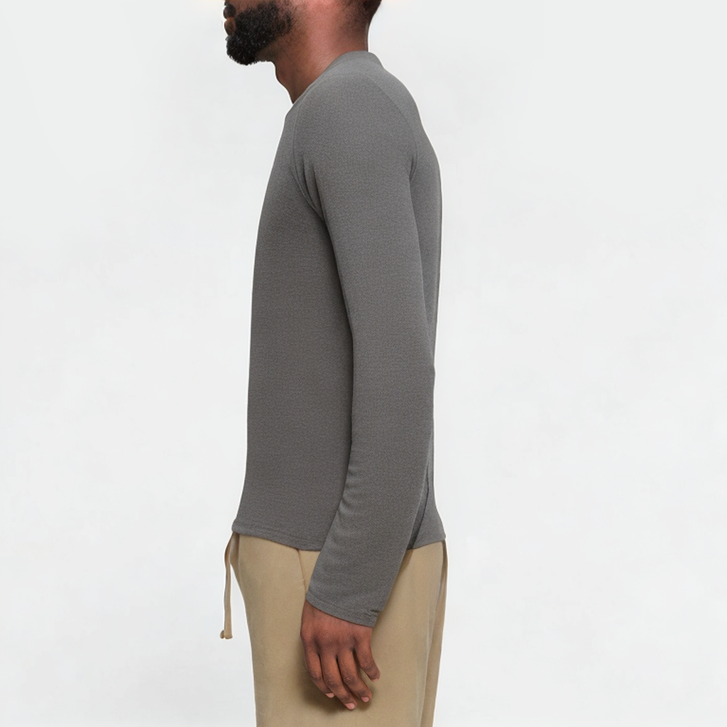 Grey high elastic men's sports long sleeves