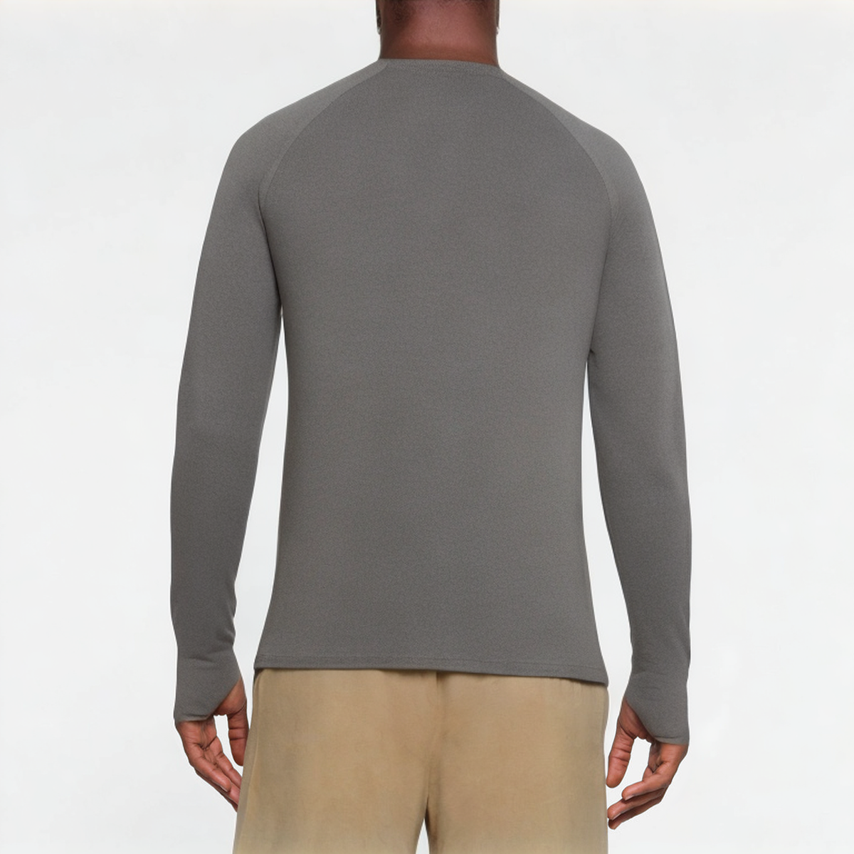Grey high elastic men's sports long sleeves
