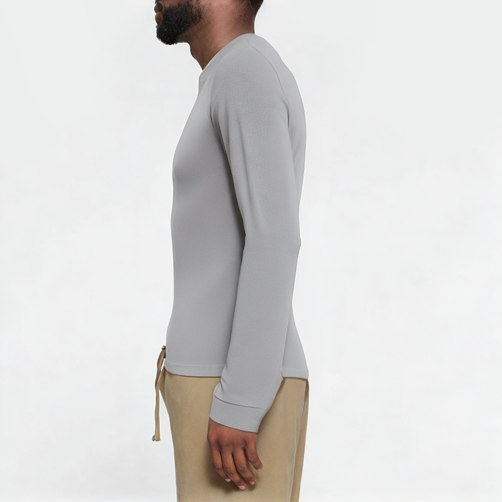 Grey slim fit button down men's sports long sleeves