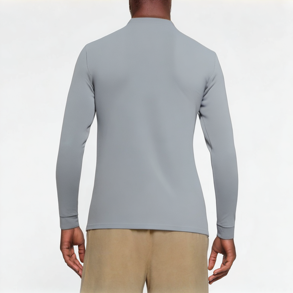 Grey slim fit button down men's sports long sleeves