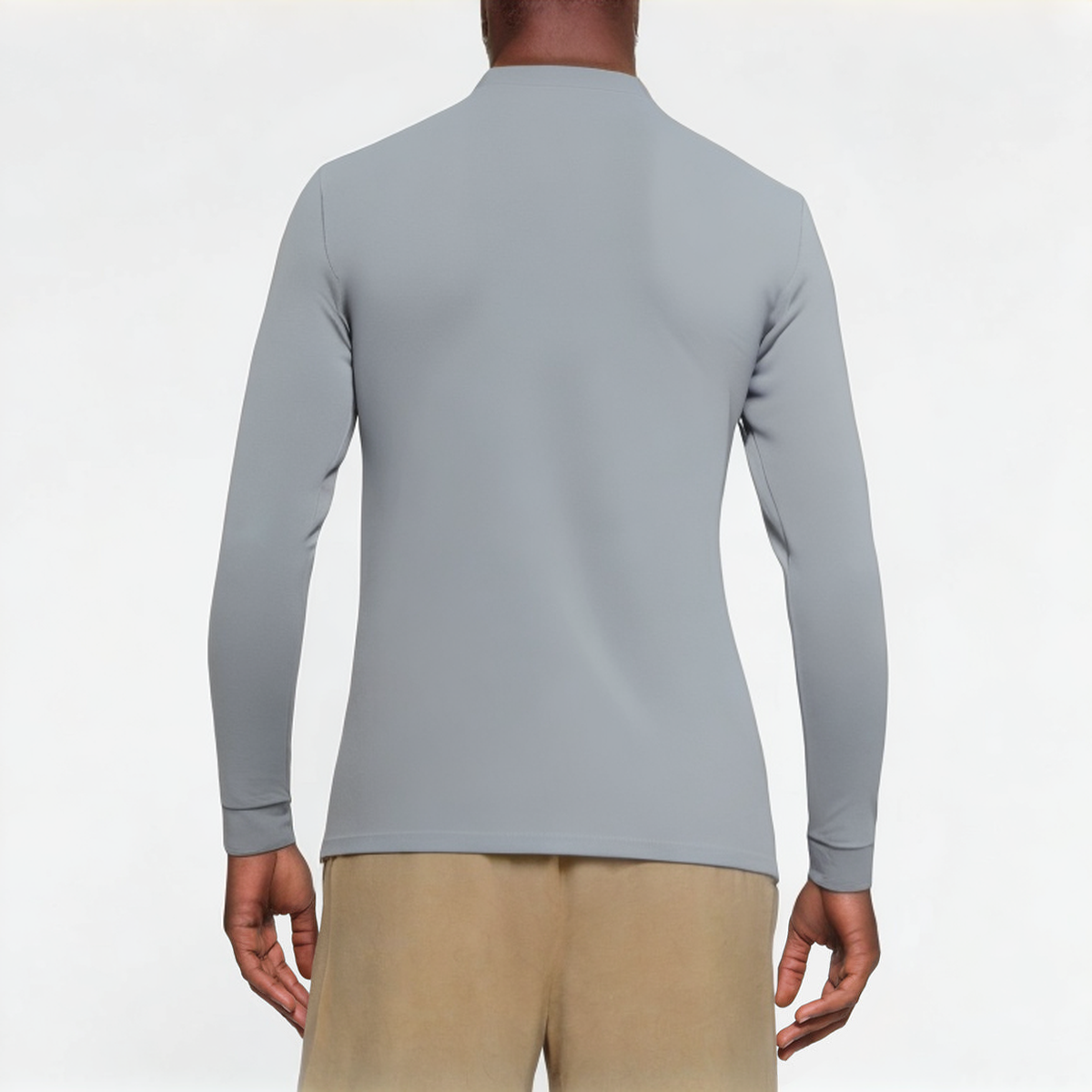 Grey slim fit button down men's sports long sleeves