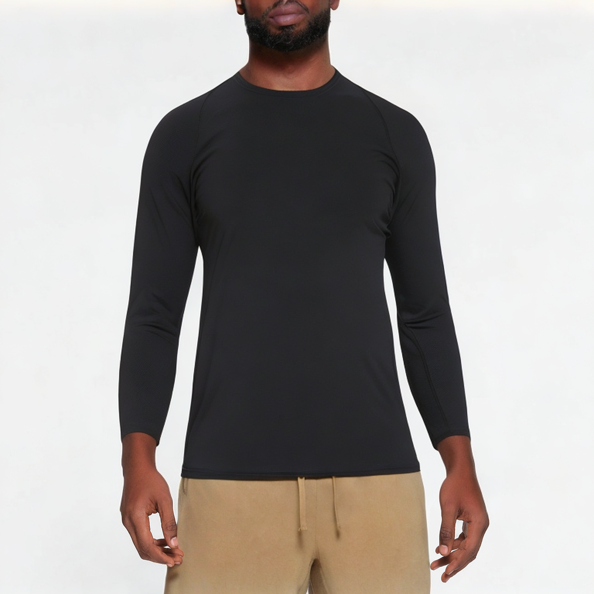 Black stretch men's sports long sleeve