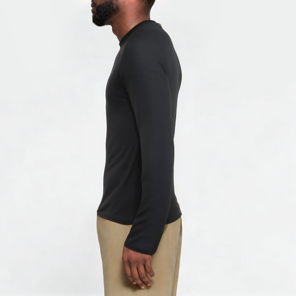 Black stretch men's sports long sleeve