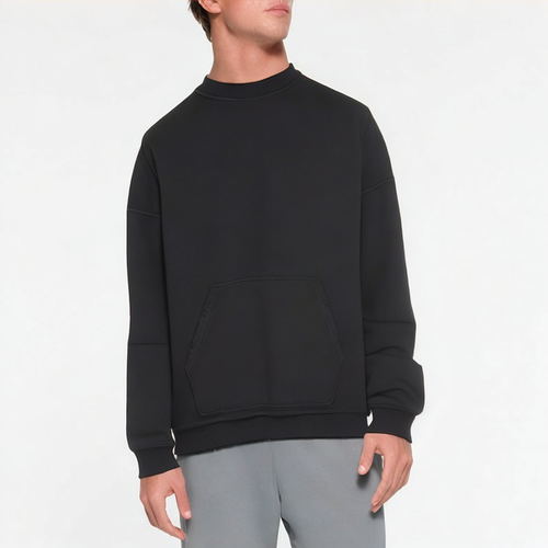 Acid-wash crew neck breathable men's sweatshirt