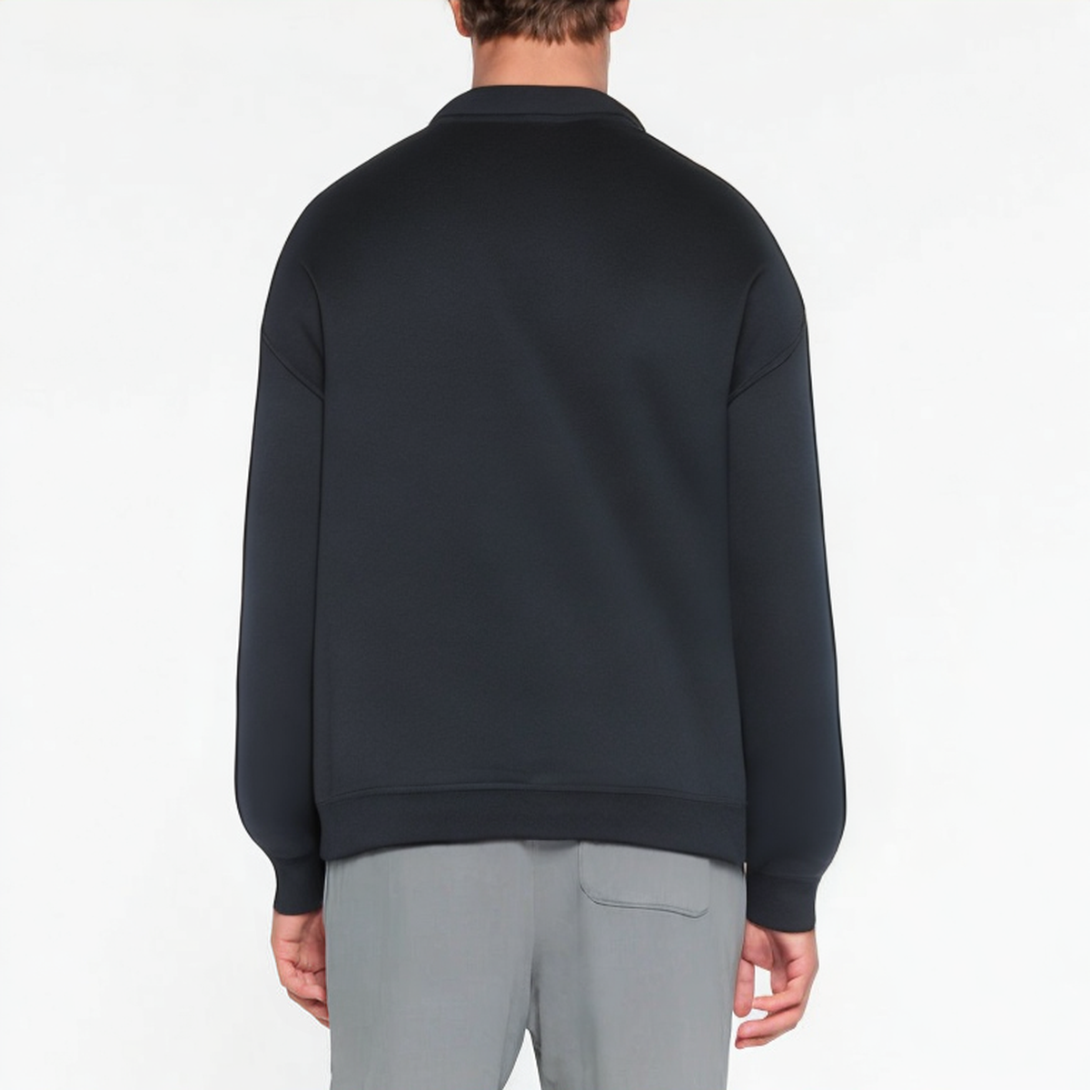Acid-wash crew neck breathable men's sweatshirt