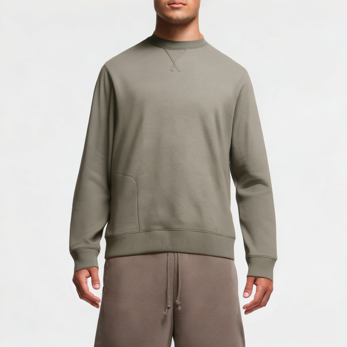 Solid color round neck breathable men's sweatshirt