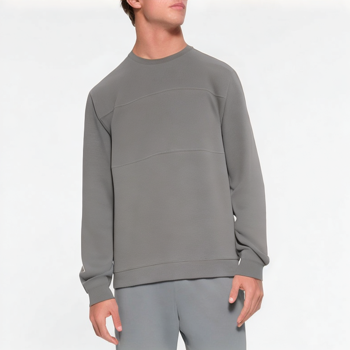 Gray crew neck lightweight men's sweatshirt