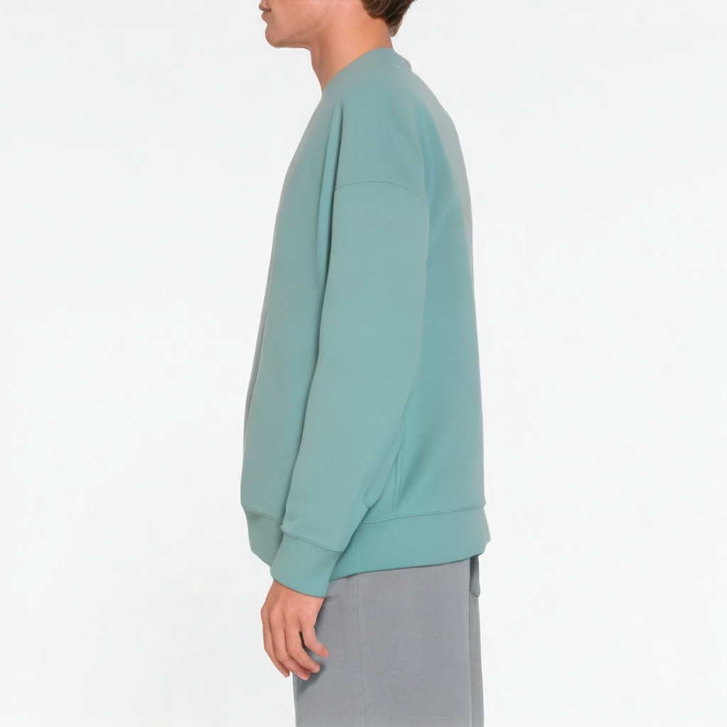 Green cotton crew neck men's sweatshirt