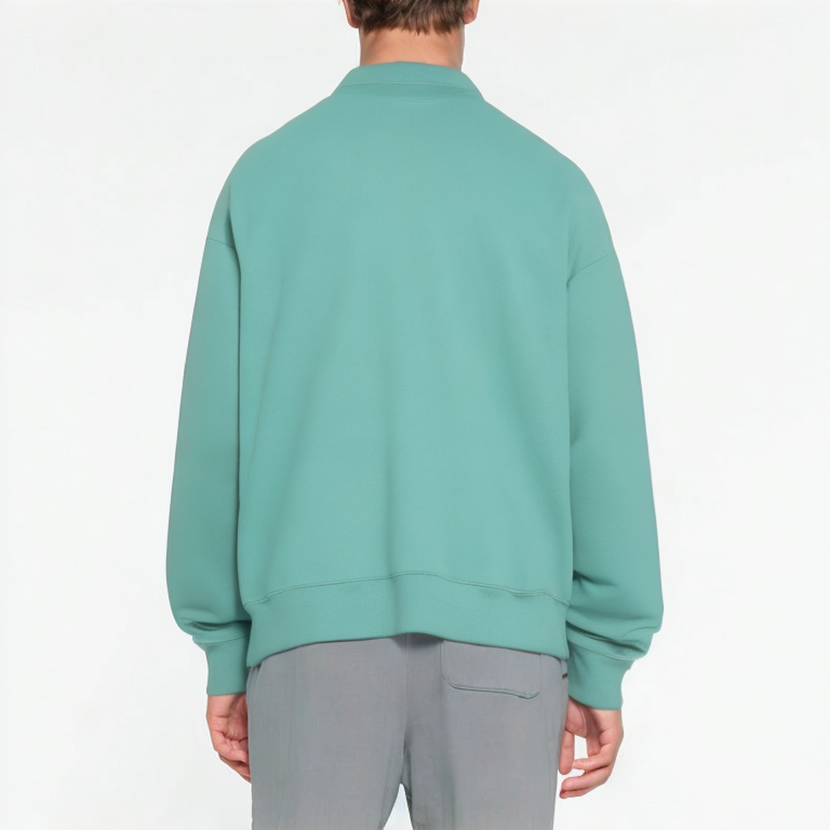 Green cotton crew neck men's sweatshirt