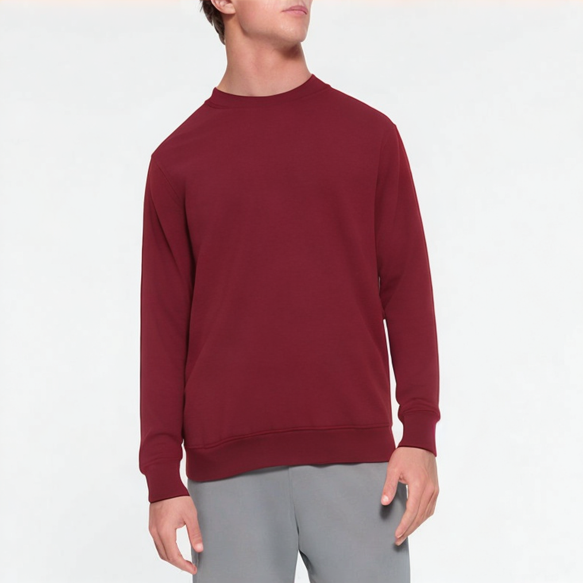 Casual solid color crew neck men's sweatshirt