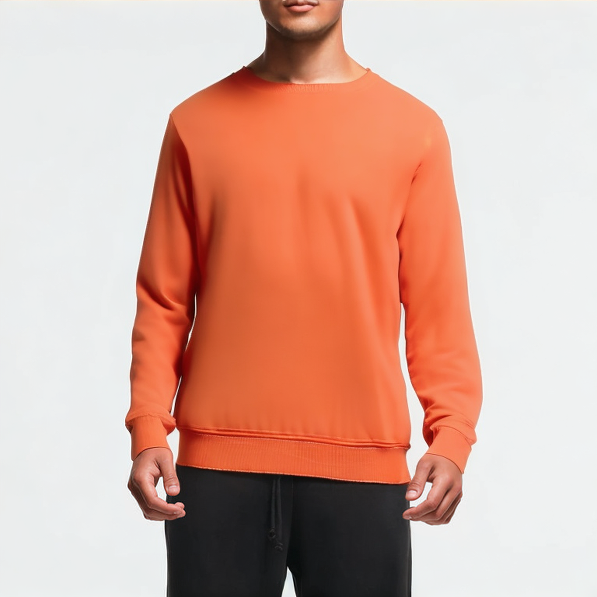 Orange long-sleeve breathable men's sweatshirt