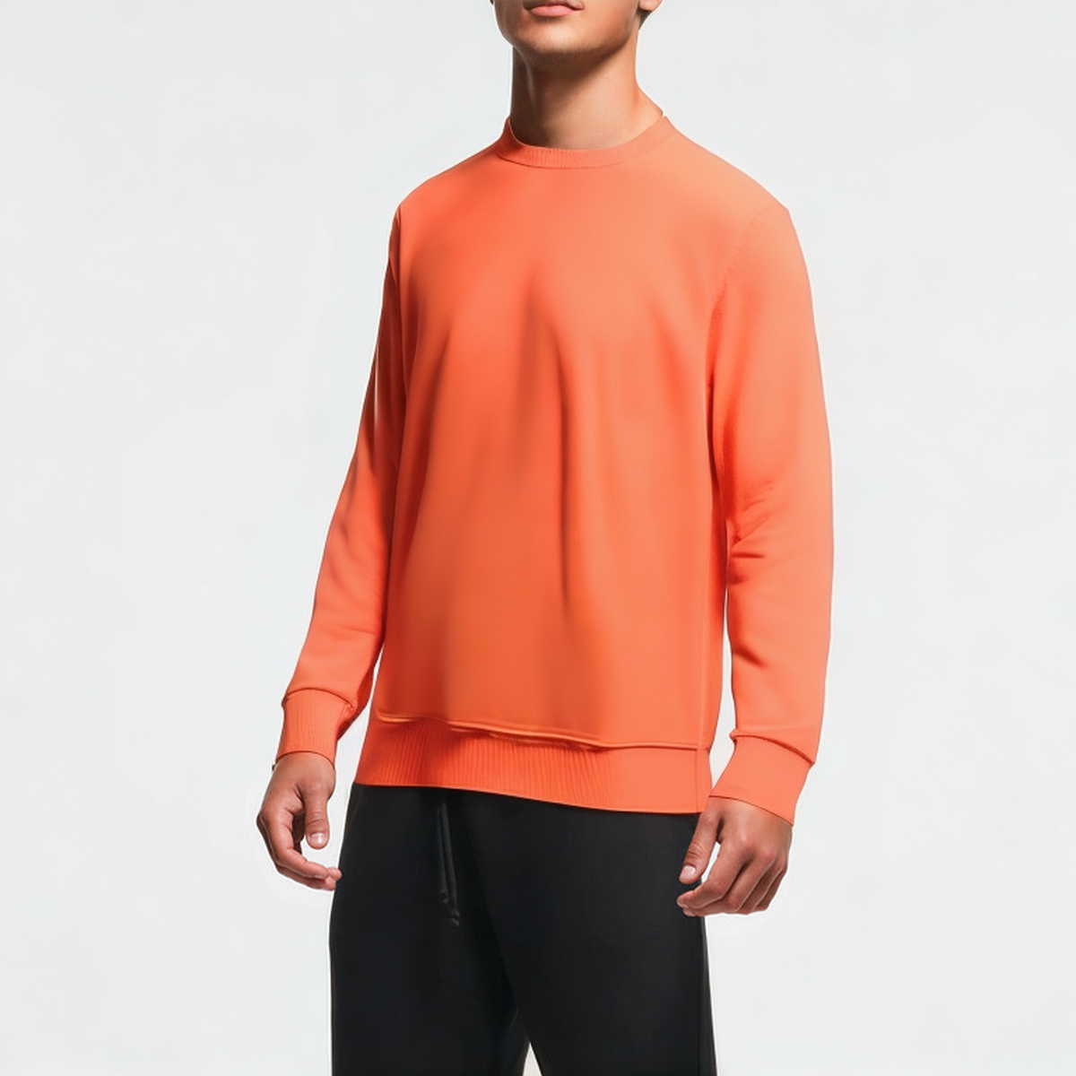 Orange long-sleeve breathable men's sweatshirt