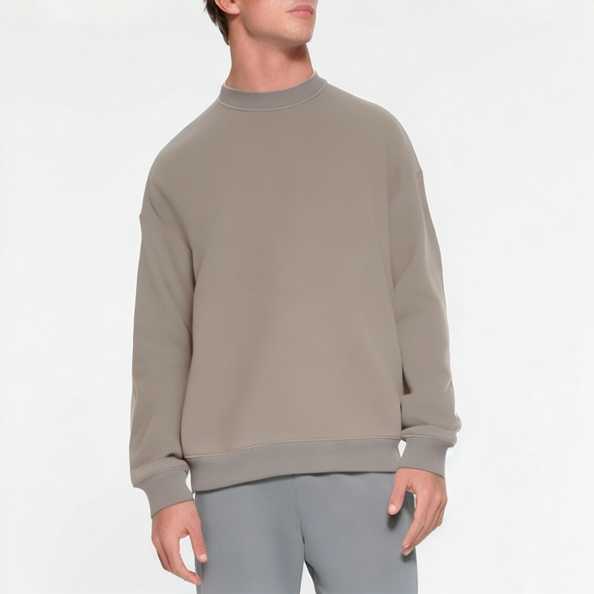 Loose ribbed crew neck men's sweatshirt