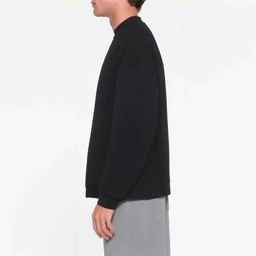 Black loose crew neck men's sweatshirt