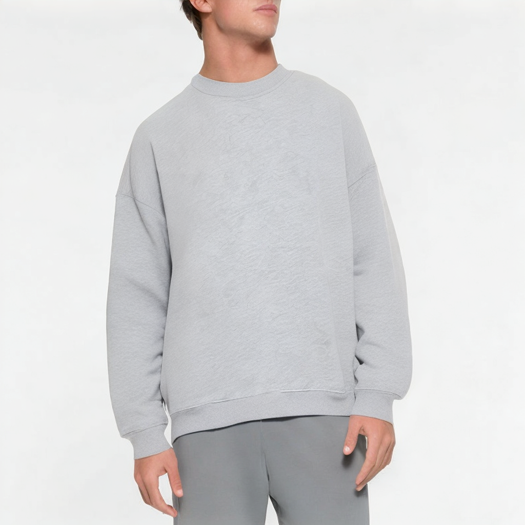 Light grey crew neck loose fit men's sweatshirt