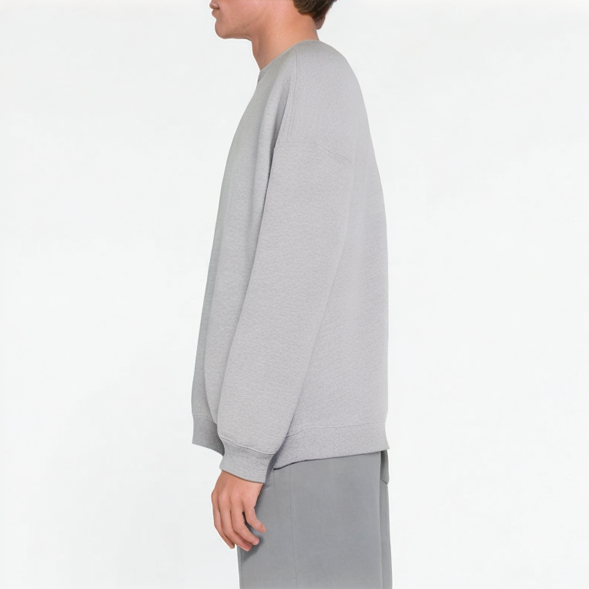 Light grey crew neck loose fit men's sweatshirt